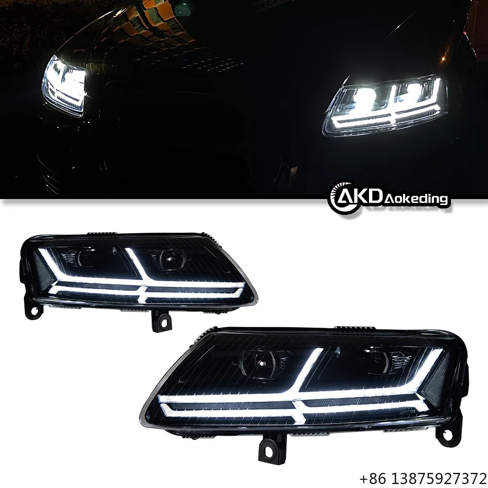 

Для Audi A6L 2005-2011: Новая светодиодная фара в сборе, 12В, с двойной линзой, 6000K, RGB, дневные ходовые огни (DRL) в стиле Q7