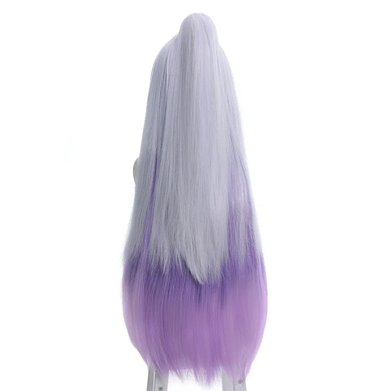 ROLECOS LOL Spirit Blossom Syndra Cosplay Wig 80cm Mixed Color Women Cosplay Wigs with Ponytail Heat Resistant Synthetic Hair