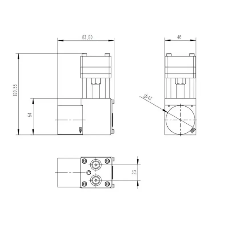 7L/دقيقة تدفق الهواء شفط مضخة الحجاب الحاجز الصغيرة تيار مستمر فرش السيارات 24 فولت ارتفاع درجة الحرارة مايكرو مضخة تفريغ لتحليل المختبر