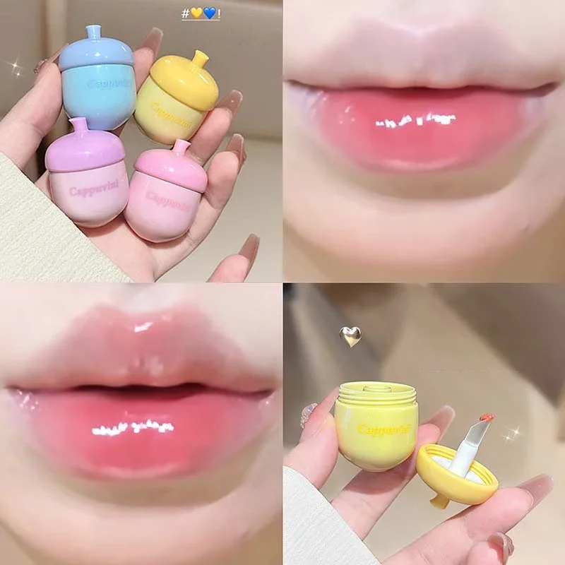 Silicone Lip Brush Jelly Solid Lip Gloss - Non-Stick Mirror Finish Lip Tint Long-Lasting Moisturizing Crystal Lipstick