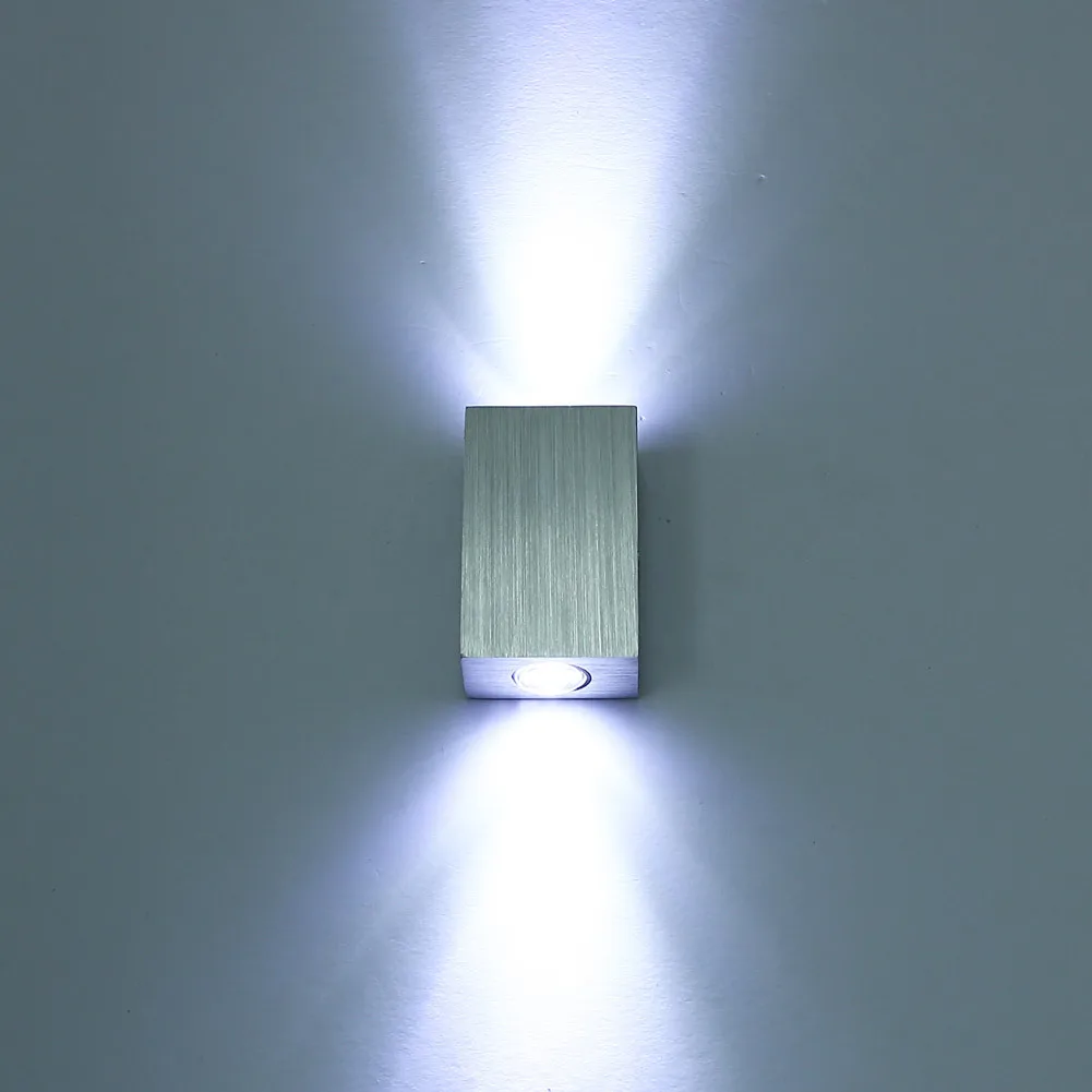 Modern 2W LED Wall Lamp Square Spot Light Aluminm AC110V-260V Up Down Home Decoration Light For Bedroom/Dinning Room/Restroom