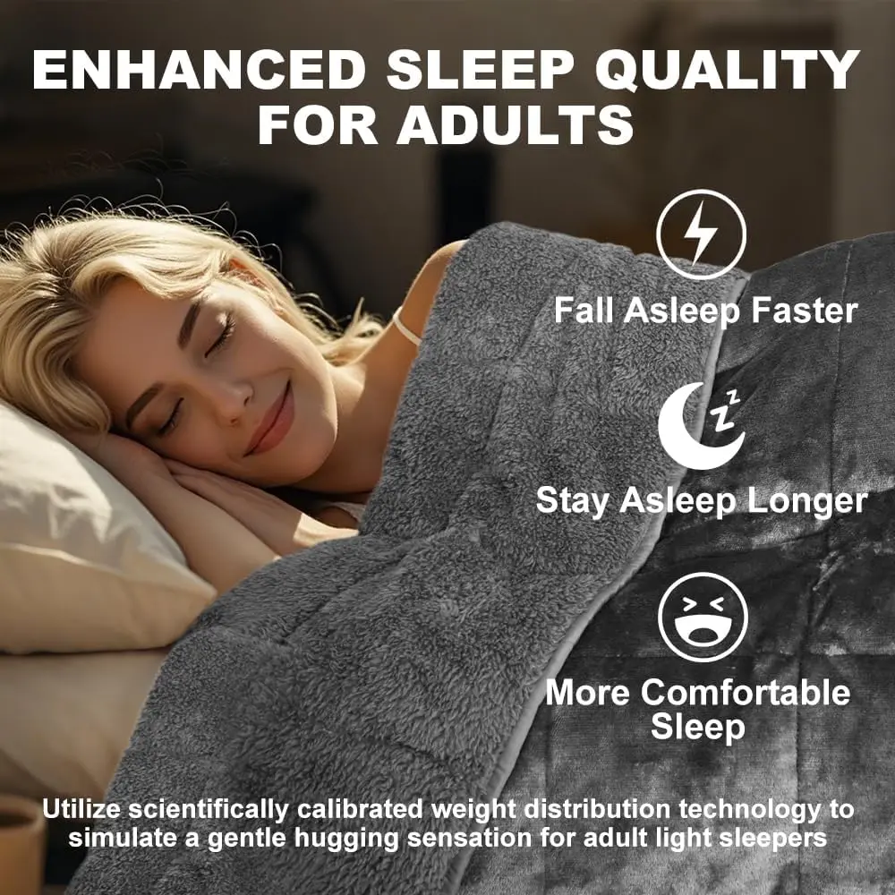 15 libras cobertor ponderado 60x80 para adultos, lã fofo aconchegante pelúcia lavável pesado quente rainha cama completa inverno