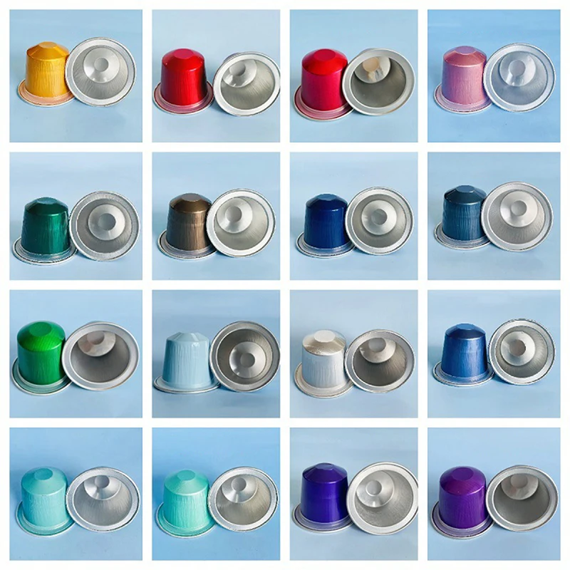 10Pcs/set Reusable Nespresso Coffee Capsules Disposable Nespresso Pods Empty Aluminum Foil Coffee Capsule With Lids Coffeeware