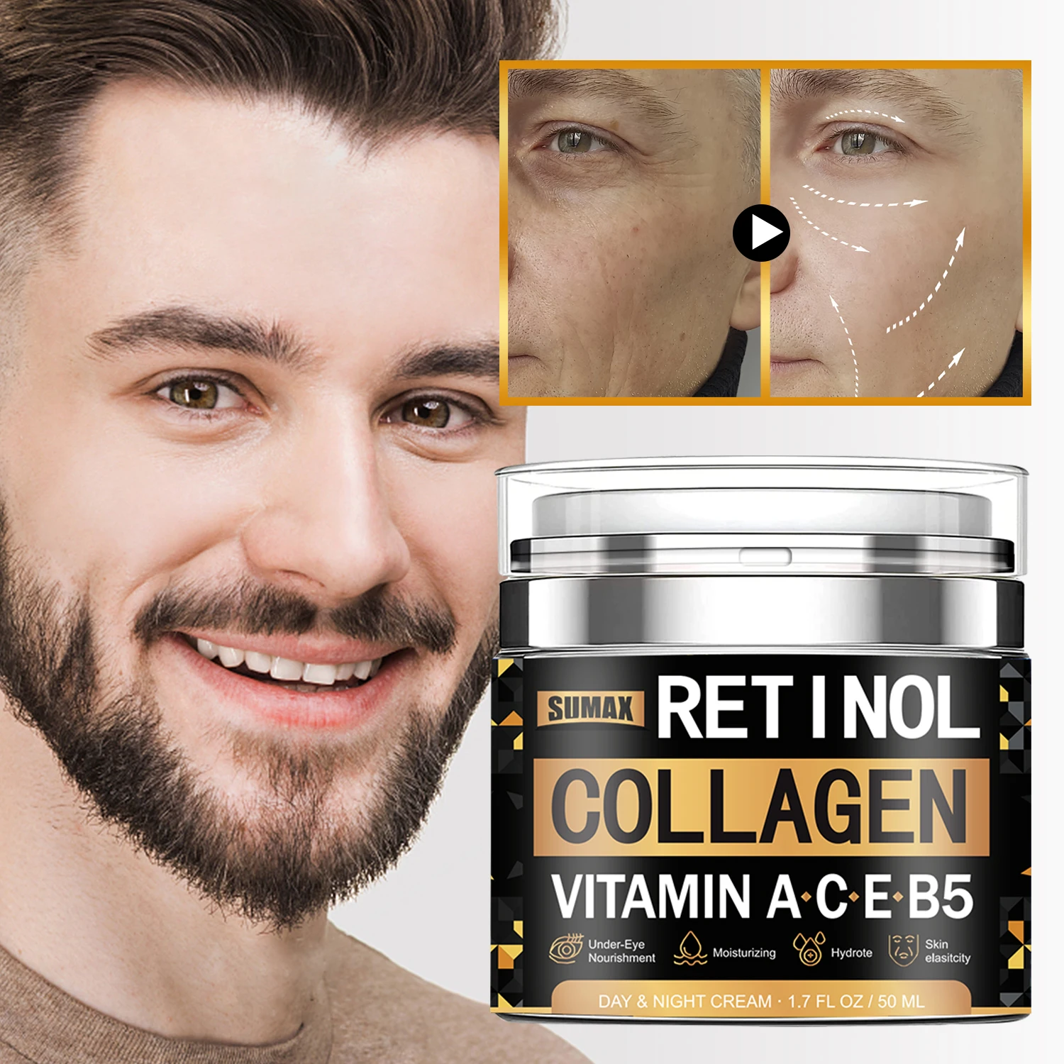 

Sumax Retinol Collagen Day&night Cream Men's Face Cream Moisturizing Nourishing Clean The Face Lifting and Firming Face Cream