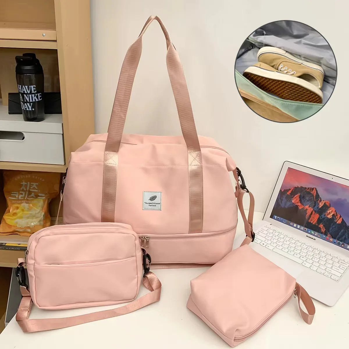 

Luxury Tote Bag for Women Designer Large Capacity Crossbody Travel Set with Shoe Compartment Maternity Organizer Bag for