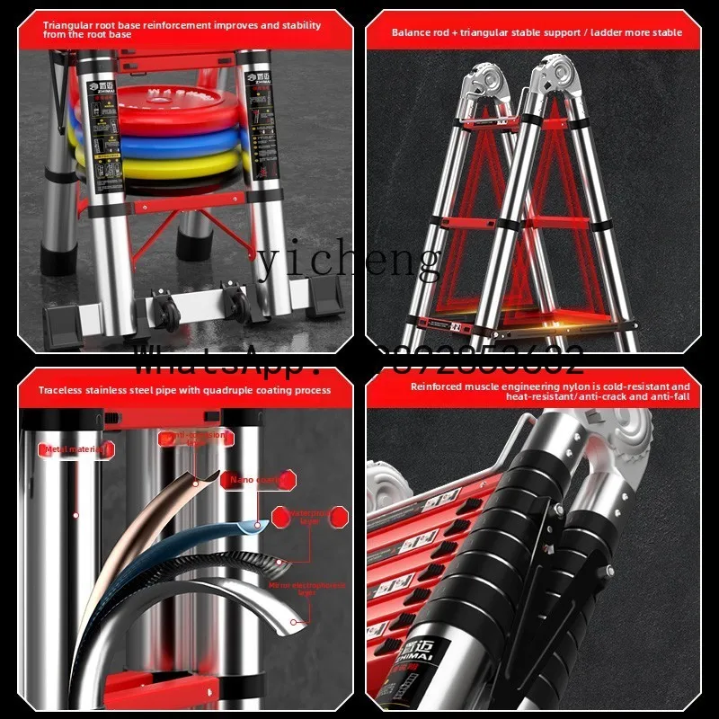 

household multi-functional portable lifting staircase telescopic stainless steel thickened engineering folding ladder