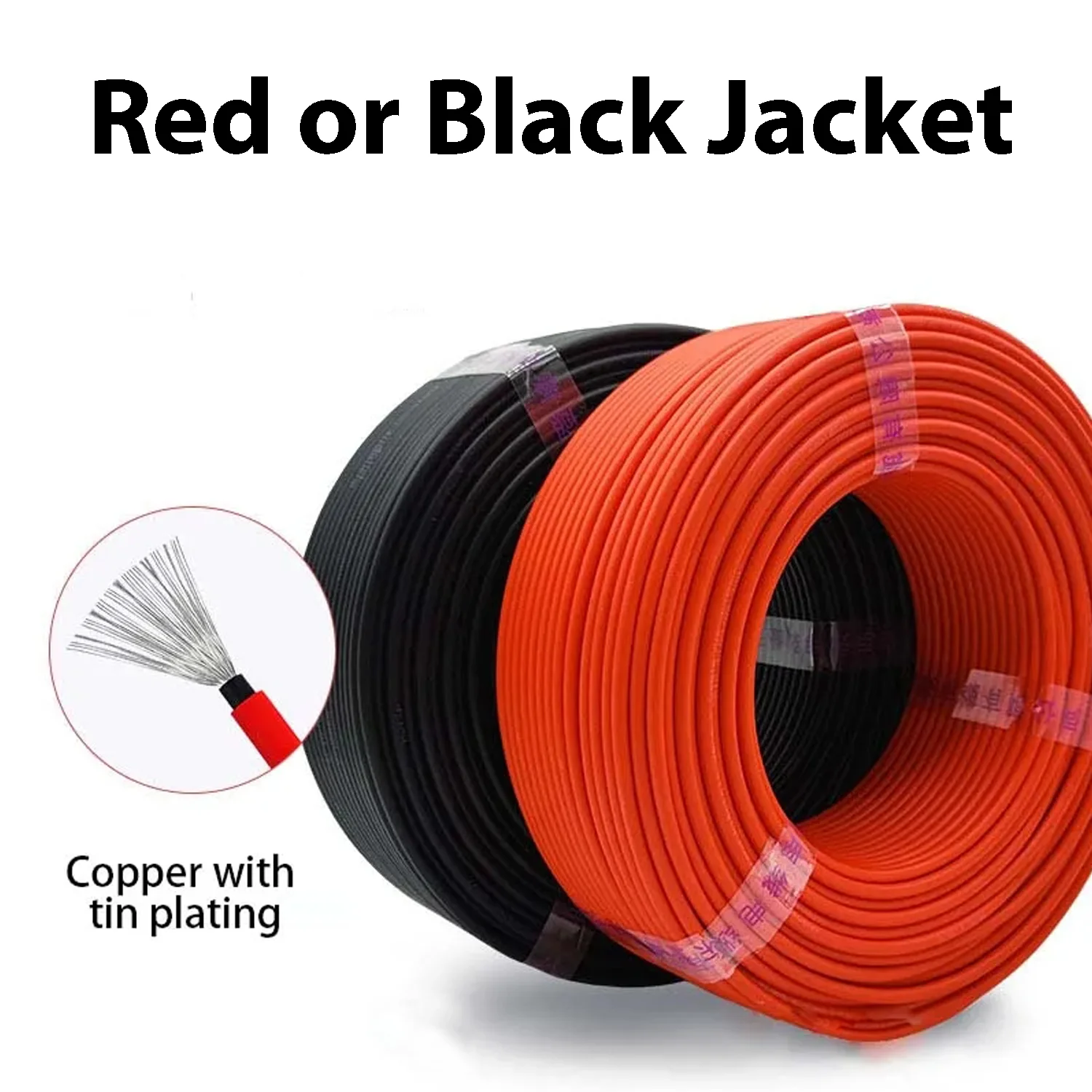 2.5mm2 14AWG Solar Power Cable Wire PV Cable TUV Cable For PV Panels Connection Red Black Jacket 5/10/20m 5 10 Meters 2.5mm²