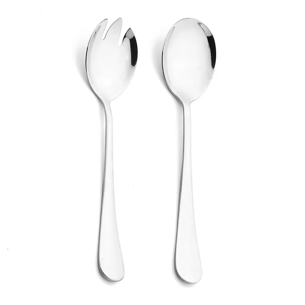 2Pcs Black Salad Spoon Fork Stainless Steel Salad Dessert Spoon Cutlery Set Serving Spoons Kitchen Utensils Accessorie Tableware