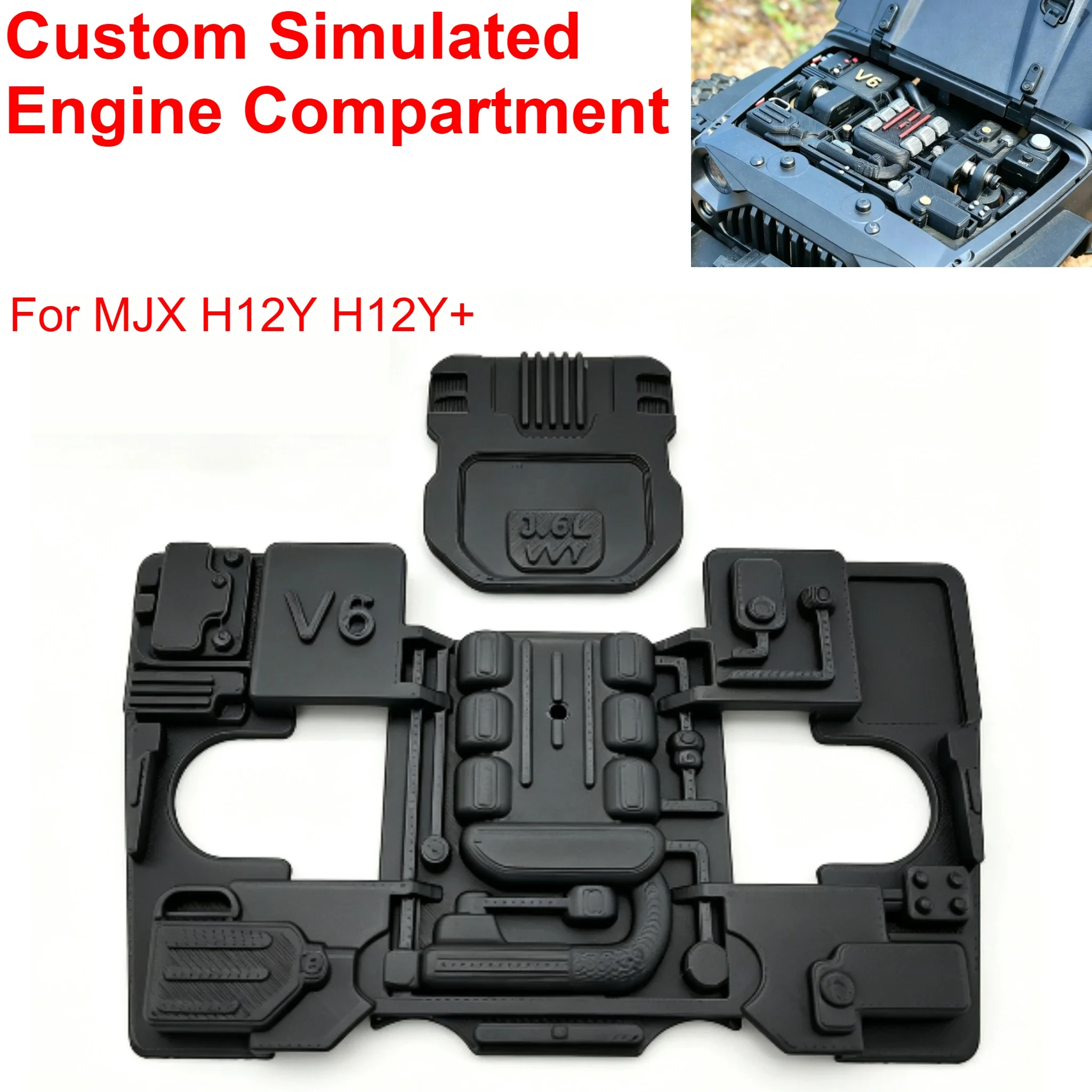 1/12 RC Off Road Crawler Simulated Engine Compartment For MJX H12Y H12Y+ Custom Model Number Decorative Styling Upgrade Parts
