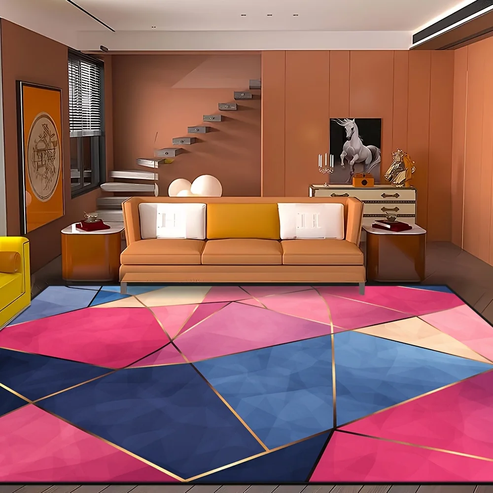 Multi-Color Geometric PatternMachine Washable Polyester Material  Ideal for Office, Bedroom, Game Room and Hotel Entrance  Modern Home Decor, Rugs for Living Room