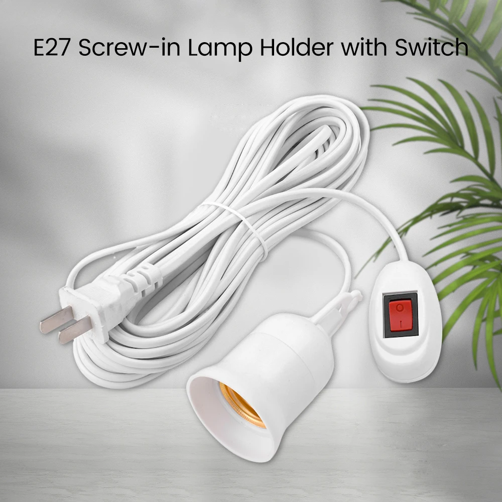 110-220V 10A E27 Screw Lamp Holder With Switch 3/5/8/10m Pure Copper Wire Core Extension Cord Bulb Socket Adapter