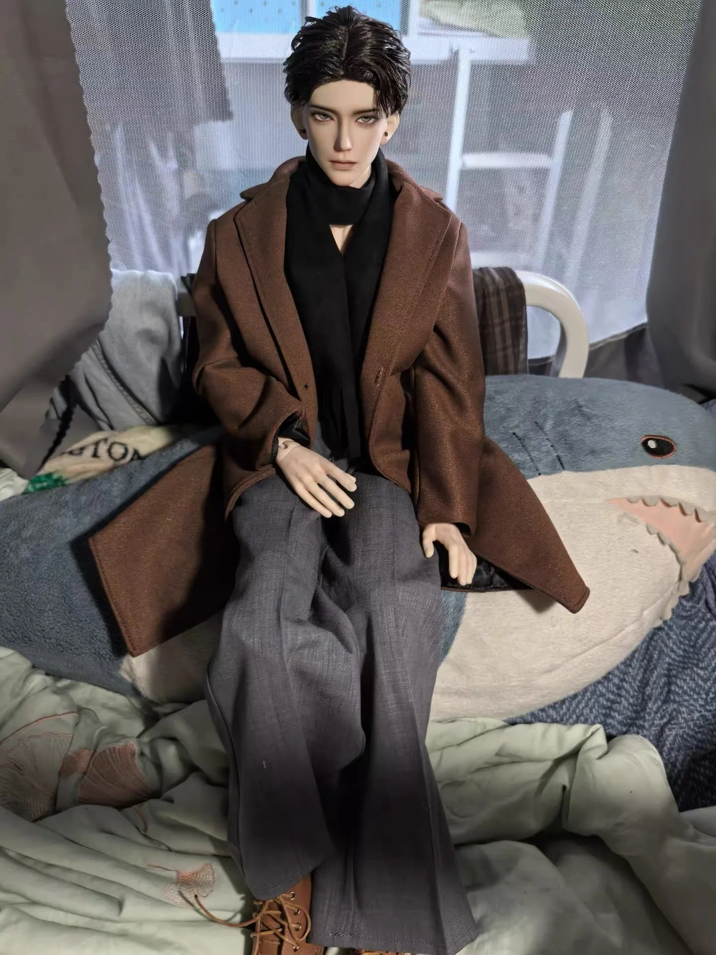 

D09-P690-1детская игрушка ручной работы дядя ID75 uf75 BJD кукольная одежда коричневое короткое шерстяное пальто 1 шт.