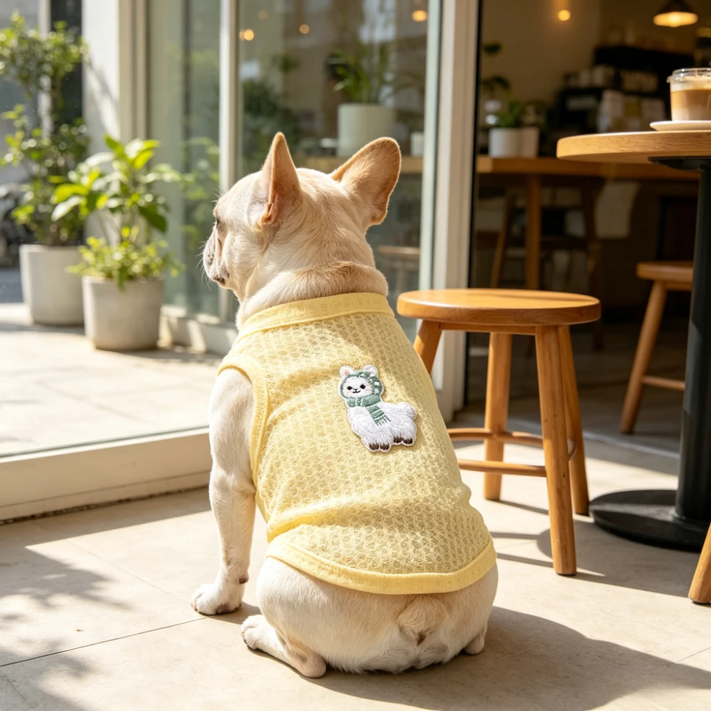 Waffelstrick-Hundeweste Ärmellos Atmungsaktives Trägertop Sommer-Haustieroutfit für Kleine Hunde und Katzen