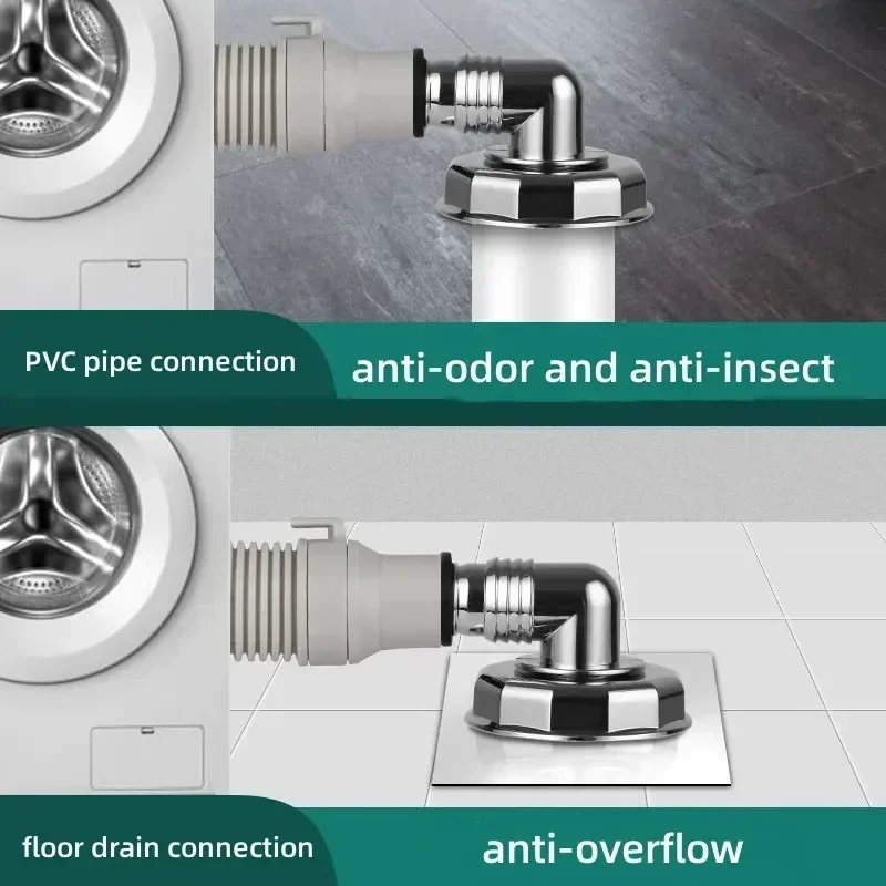 Washing Machine Floor Drain Adapter Anti-overflow Deodorant Snap Joint Universal Sewer Elbow Pipe Connector Bathroom Accessories image 4