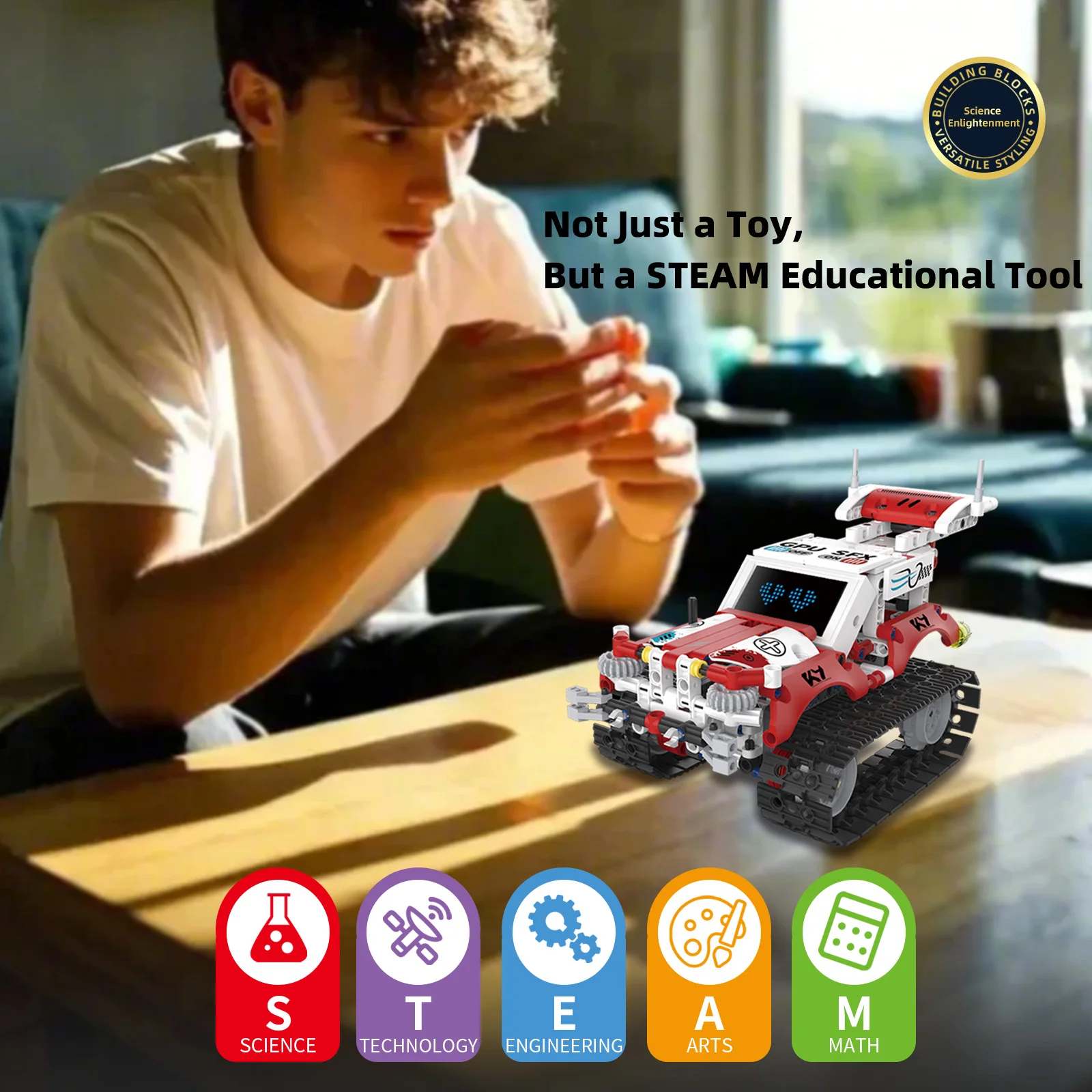 5-in-1 technische ferngesteuerte verformte Roboterauto-Bausteine, Stadt-App, RC-Fahrzeug, Tanksteine, Spielzeug für Kinder, STEM-DIY-Geschenke