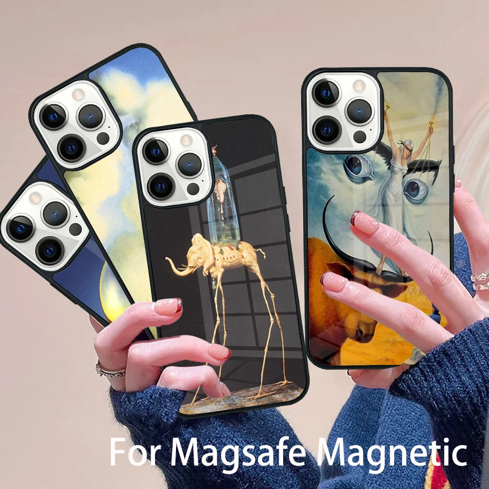 

Salvador Dali Art Phone Case Magesafe Magnetic Wireless Charge Cover For IPhone 16 11 12 13 14 15 Pro Max Plus Mini