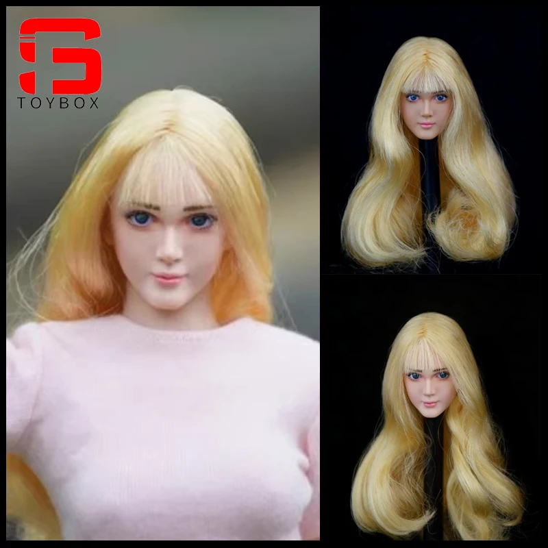 WONDERY WLS005 1/6 Zonnebrand Bleke Vrouwelijke Beweegbare Ogen Blond Haar Head Sculpt Carving Model Fit 12 ''Soldaat Action Figure