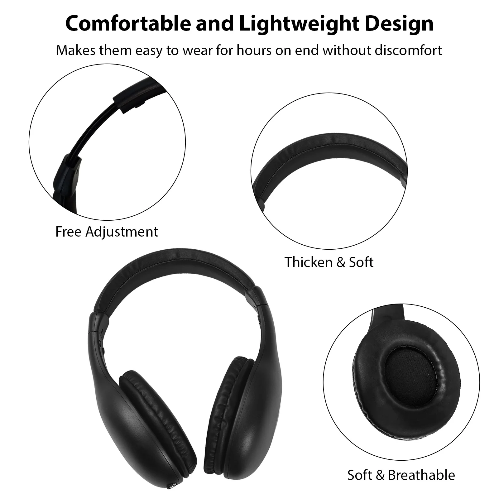 Fones de ouvido sem fio para assistir tv com transmissor e decodificador 5 em 1 tv sobre a orelha fone de ouvido 98 pés acessórios de instrumento de alcance sem fio