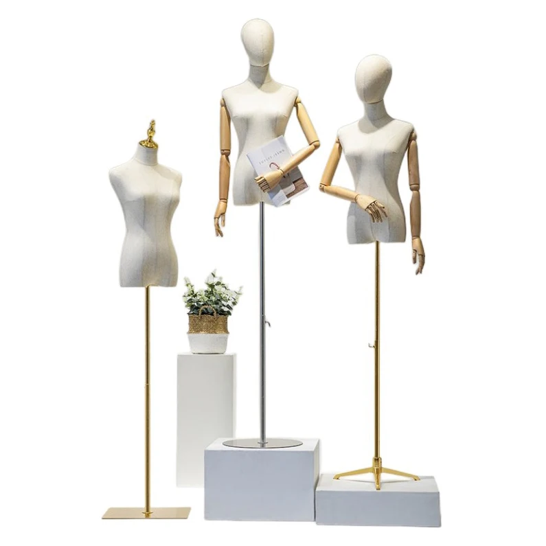 Fashionable Female Half-Body Mannequin with Iron Base For Window Clothing Display Women Dummy Model