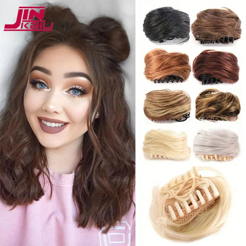 

JINKAILI Synthetic Clip-on Hair Bun Elastic Band Hair Messy Chignon Extension Scrunchie Hairpiece For Women and Kids