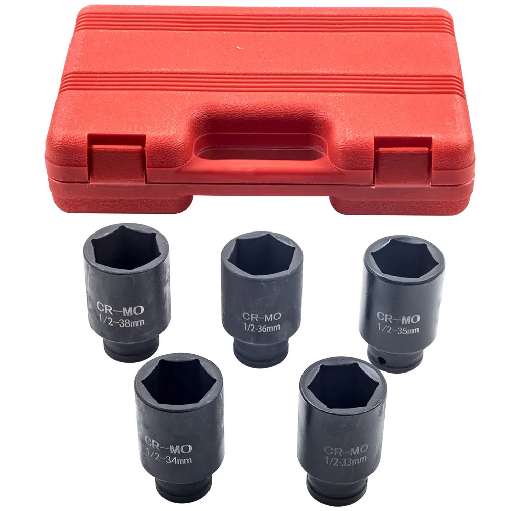 6 Point Axle Hub Nut DEEP IMPACT Socket Set 1/2 drive Thin Wall Shaft Sockets