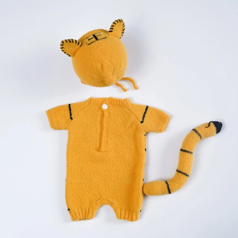 Newborn Photography Props Baby Tiger Costume Baby Boy Photoshoot Outfit Crochet Newborn Girl Clothes Photo  Accessories Dropship