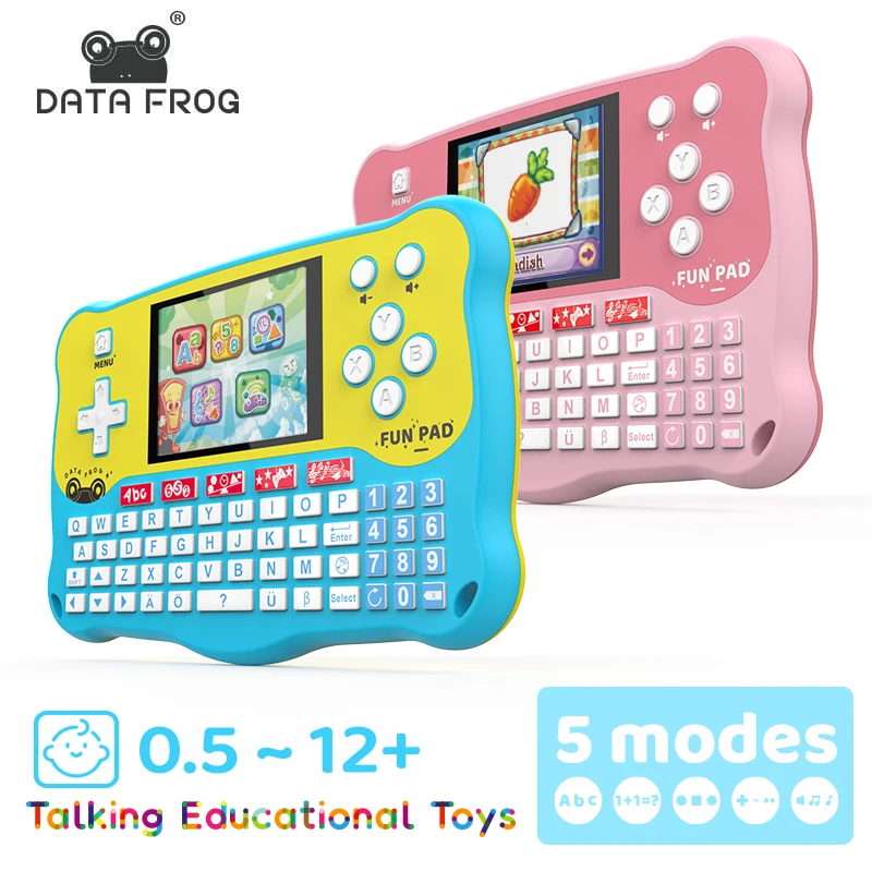 DATA FROG Baby Tablet Kids Early Learn Education Machine Toddlers Speak & Spell Language Electronic Toys Handheld Game Console