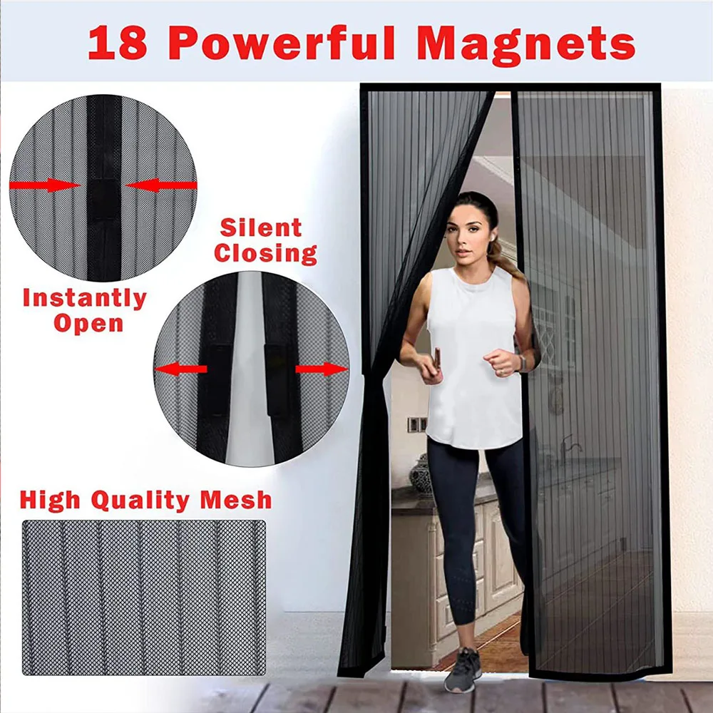 Automatic Closing Magnetic Mosquito Net Screen Door Curtain Curtain Summer Kitchen Anti Bug Fly Partition Curtain Magic Mesh