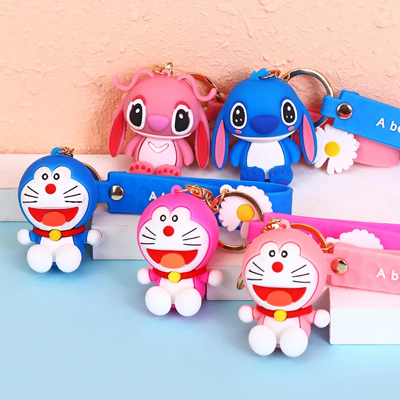 

2025 minso Cartoon Doraemon Cat History Planting Keychain Pendant, Creative 3D Blue Fat Doll, children's key chain