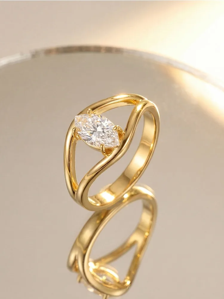 

925 Sterling Silver Fashion Hollow Zircon Marquise Ring For Women Anniversary Anniversary Party Luxury High Quality Jewelry