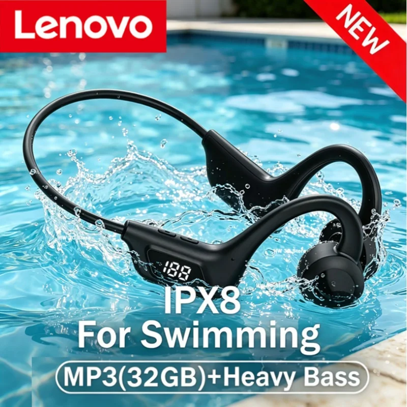 Lenovo Bone Conduction Wireless Earphone Sport Swimming Bluetooth Compatible Headphone Hand-free With Mic For Sports Climbing