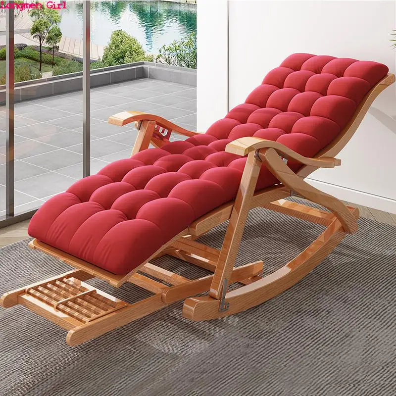 Multifuncional dobrável bambu balanço poltrona mobiliário de jardim ao ar livre portátil espreguiçadeiras viagem camas deckchair com braço