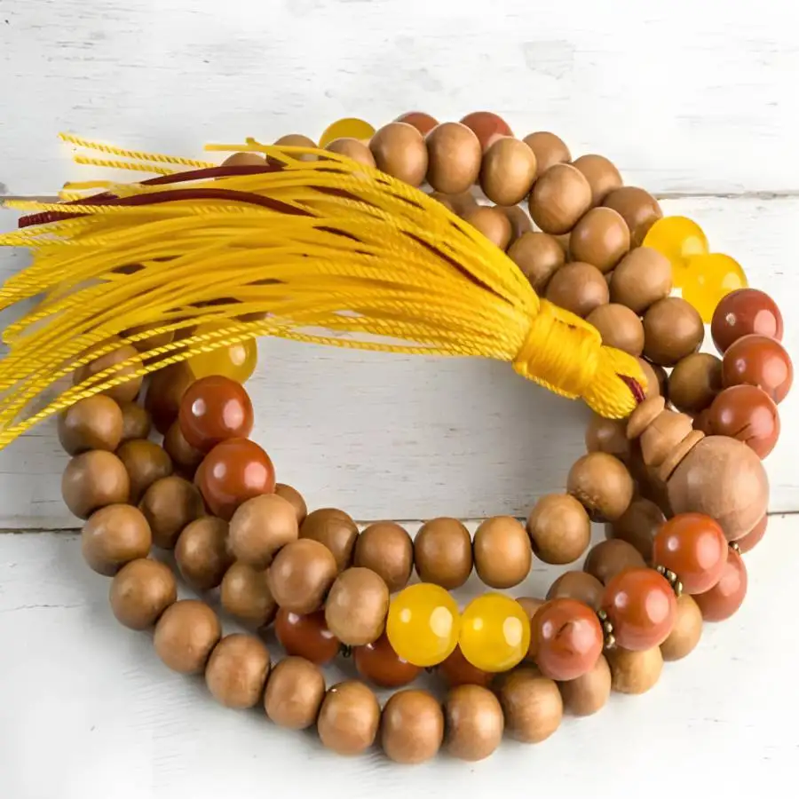 

8mm sandalwood Topaz Bracelet Buddha zazen Women Meditation Prayer Jewelry Yoga Gemstone Tibetan Mala Chakra Bodhi Chaplet
