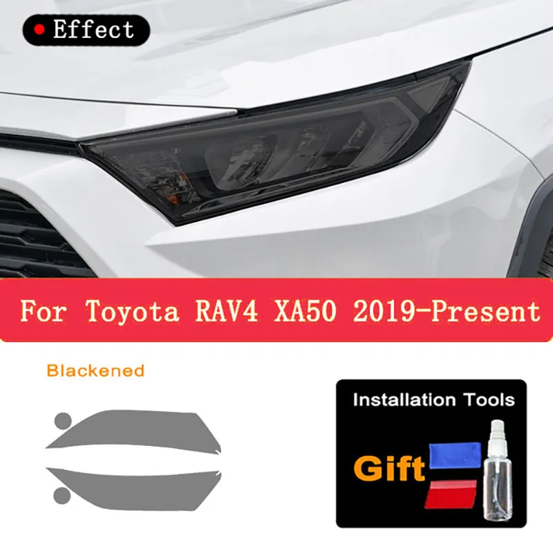 

2 шт. защитная пленка для фар автомобиля, виниловая защита, прозрачная черная наклейка из ТПУ для Toyota RAV4 XA50 2019 2020, аксессуары