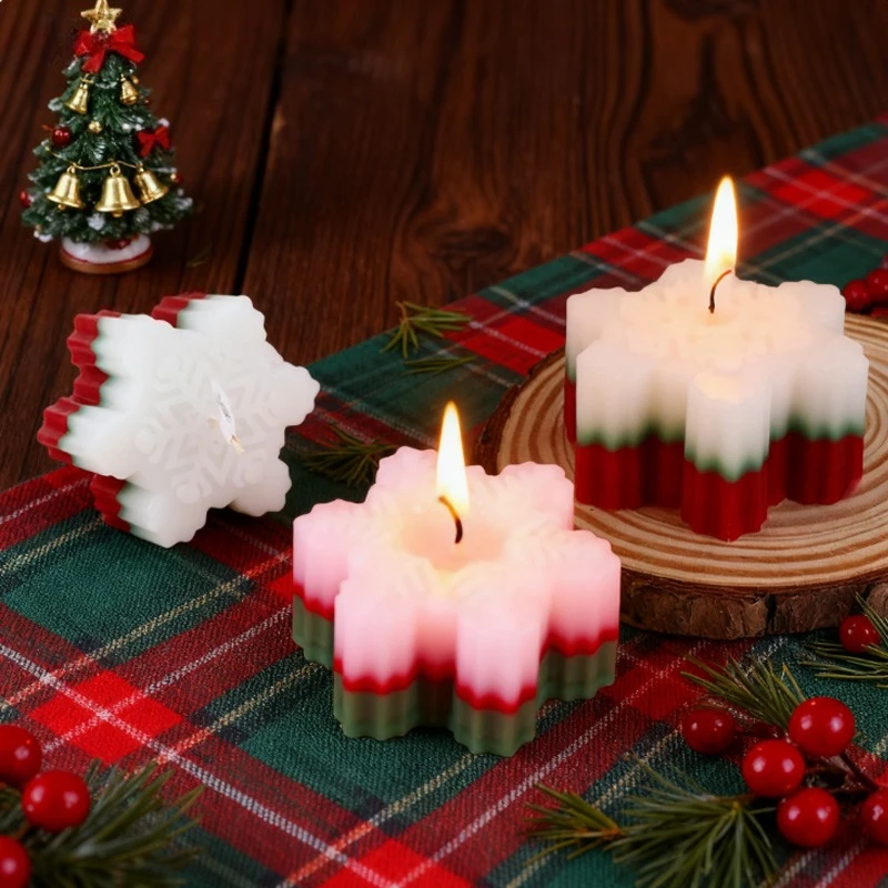Snowflake Shaped Aromatherapy Candles Without Black Smoke Home Decoration Candlelight Dinners Birthday Parties Christmas Gifts