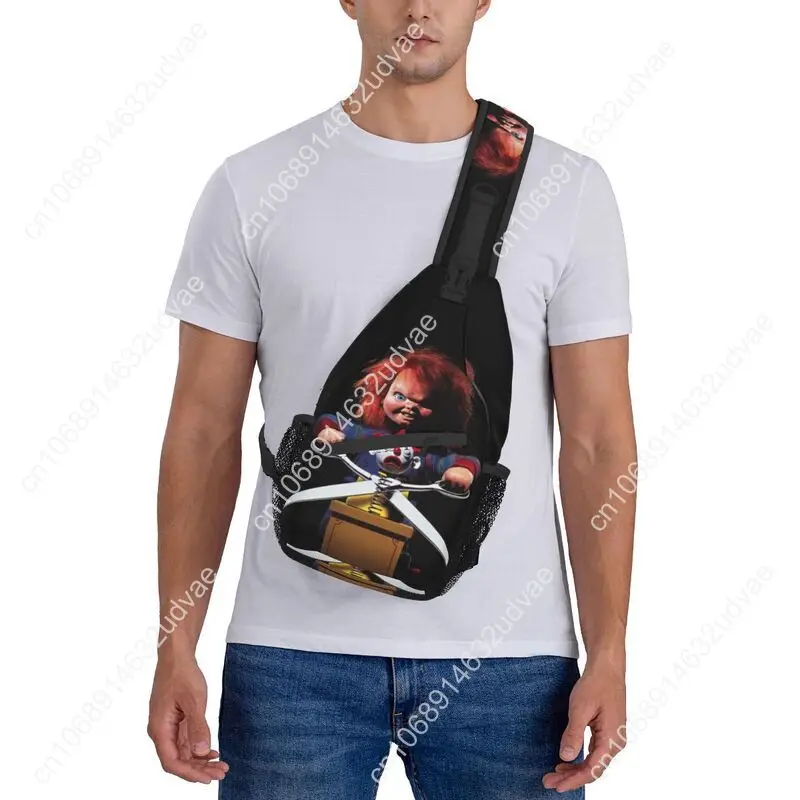 Horror Killer Chucky Sling Crossbody Chest Bag Men Fashion Child's Play Movie Shoulder Backpack for Travel Cycling