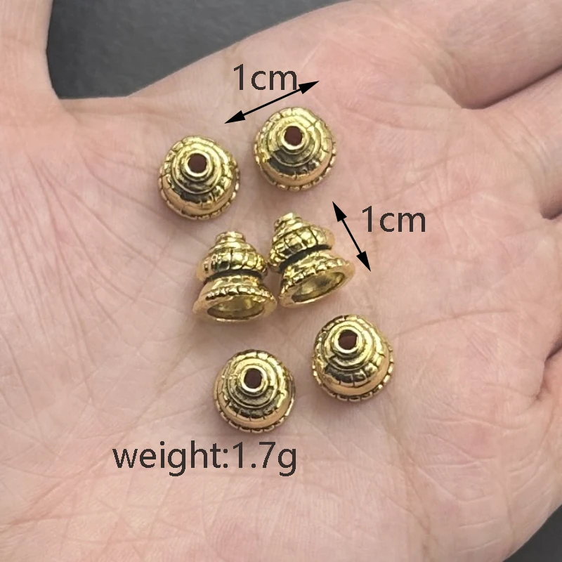 10pcs 3-color Charm Horn Perforated Bead Hat End Spacing Connector DIY Bracelets Necklaces Jewelry Accessories Wholesale