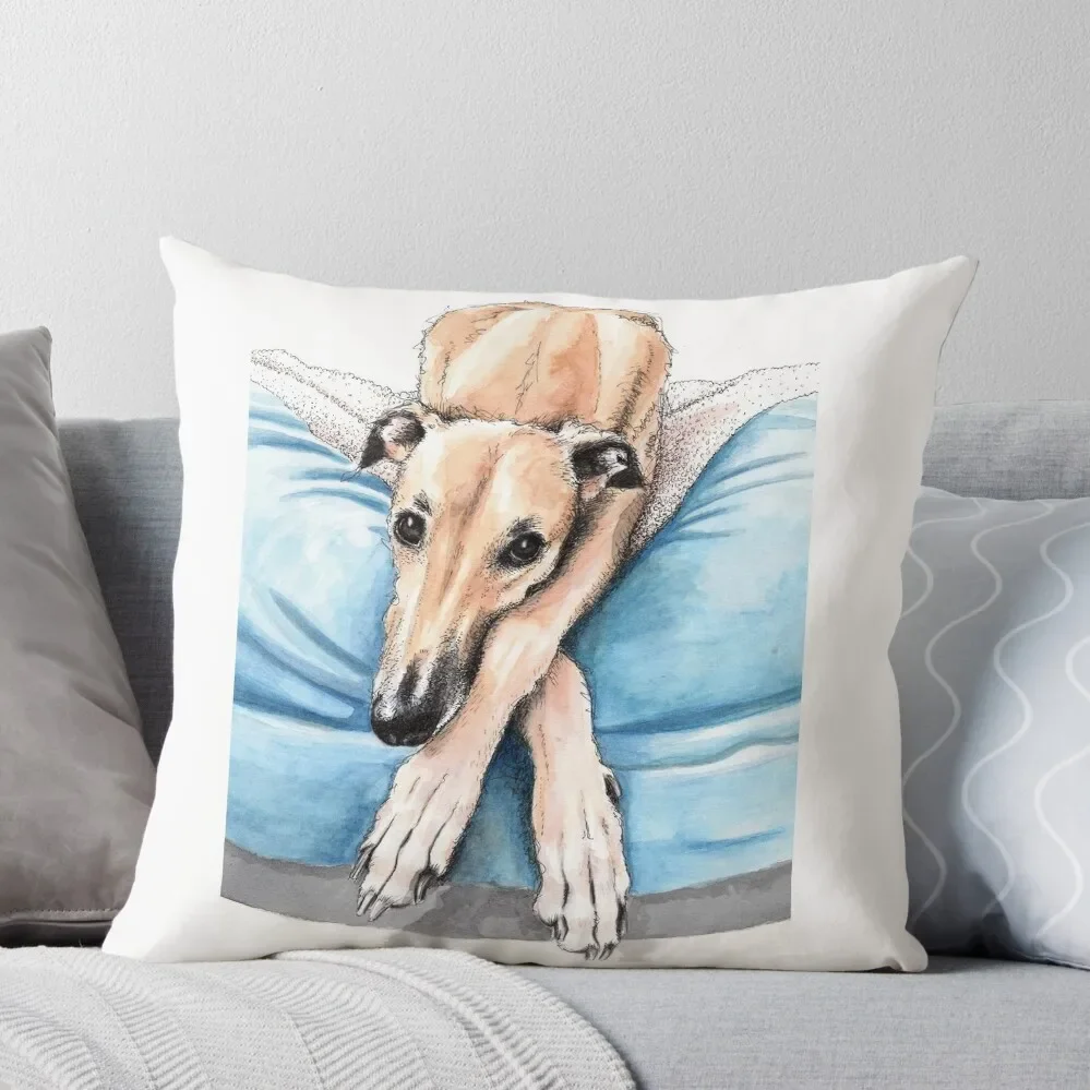 

Greyhound on blue bed Throw Pillow Christmas Covers For Cushions Sofa Covers