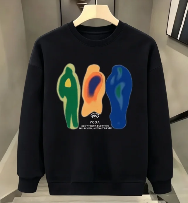 2026 new Heather Gray Crewneck Sweatshirt, Color Abstract Figure Art Graphic Sweatshirt, Unisex Art Street Pullover