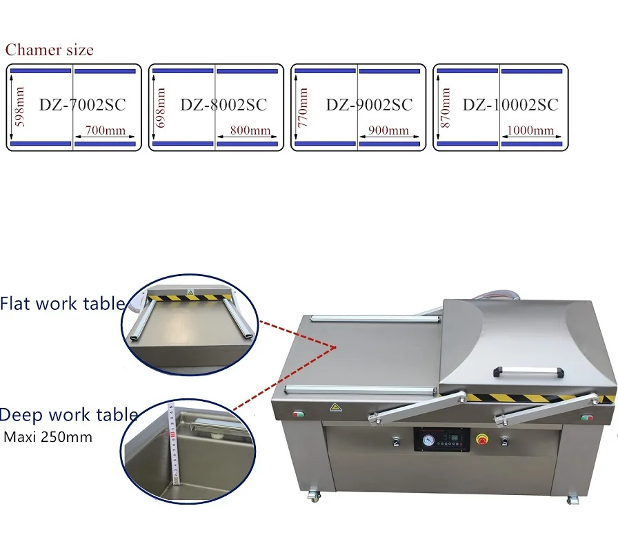 DZ700 DZ800 DZ9002SC DZ1000 Double Chamber Vacuum Packing Machine 800mm Food Industrial Vacuum Sealer Packaging Machine