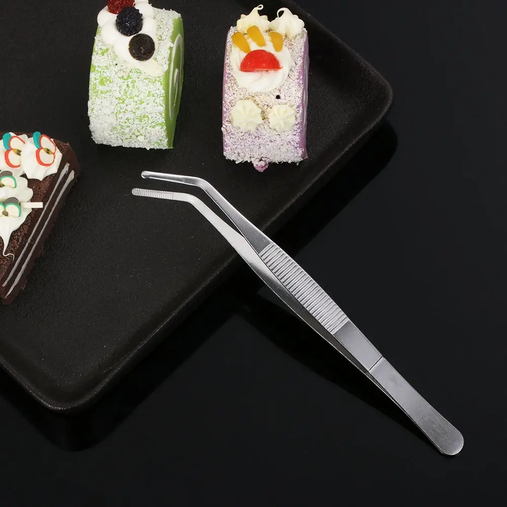 1pc New Stainless Steel Plating Food Tweezer BBQ Clip Barbecue Tongs Chef Serving Presentation High Quality Kitchen Tool