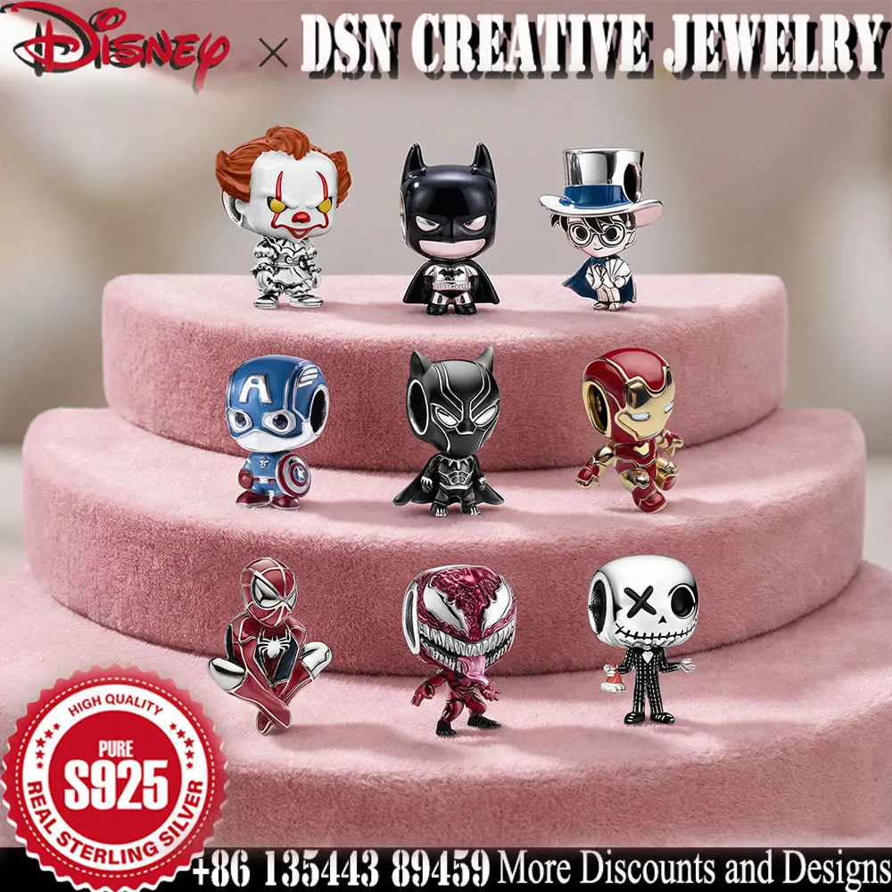 

Креативные шармы DSN, эмалевые бусины Disney, милые мультяшные шармы с супергероем Человеком-пауком для браслетов на змеиной цепочке, ювелирные аксессуары