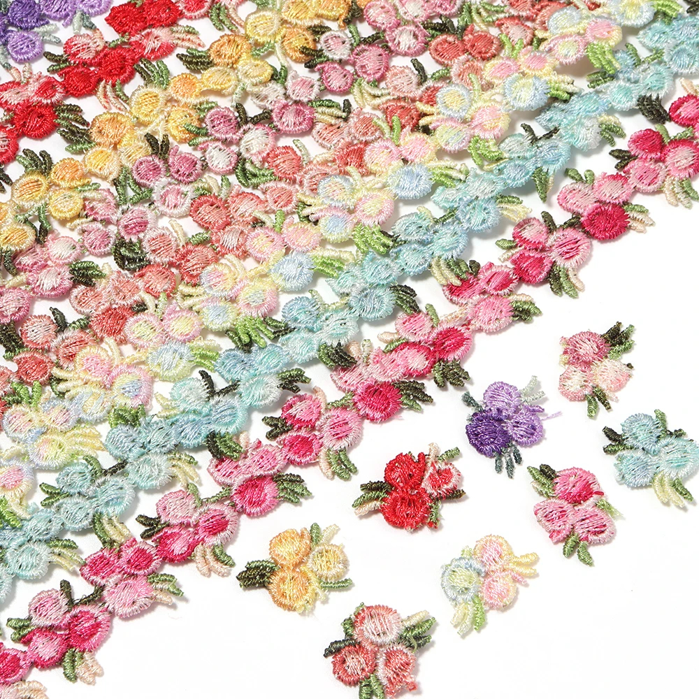 2yards 2cm Colorful Small Flower Lace Trim Water Soluble Embroidery Lace Ribbon For Clothing Hair Accessory DIY Craft Supplies