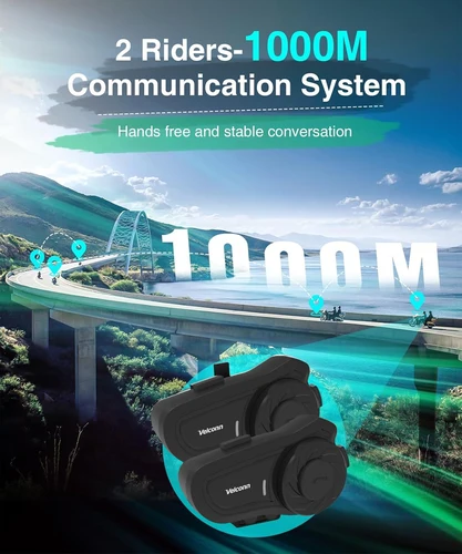 Imagen 2 del producto Velconn X2 casco de motocicleta auriculares Bluetooth para compartir música 2 conductores 1000M interfono Full Duplex Radio FM IP65