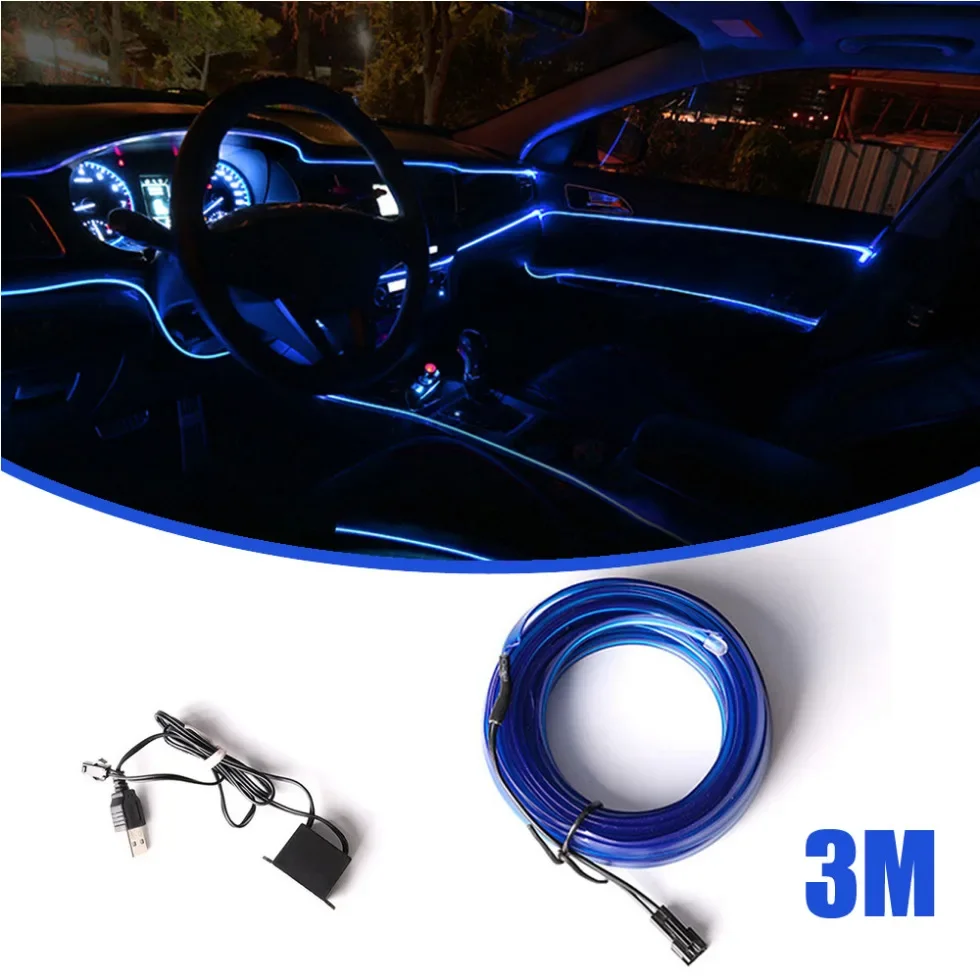 

1pc Car Interior Light Belt Universal Car Styling Decorative Atmosphere Light Monochrome Cold Light Line LED Auto Accessory