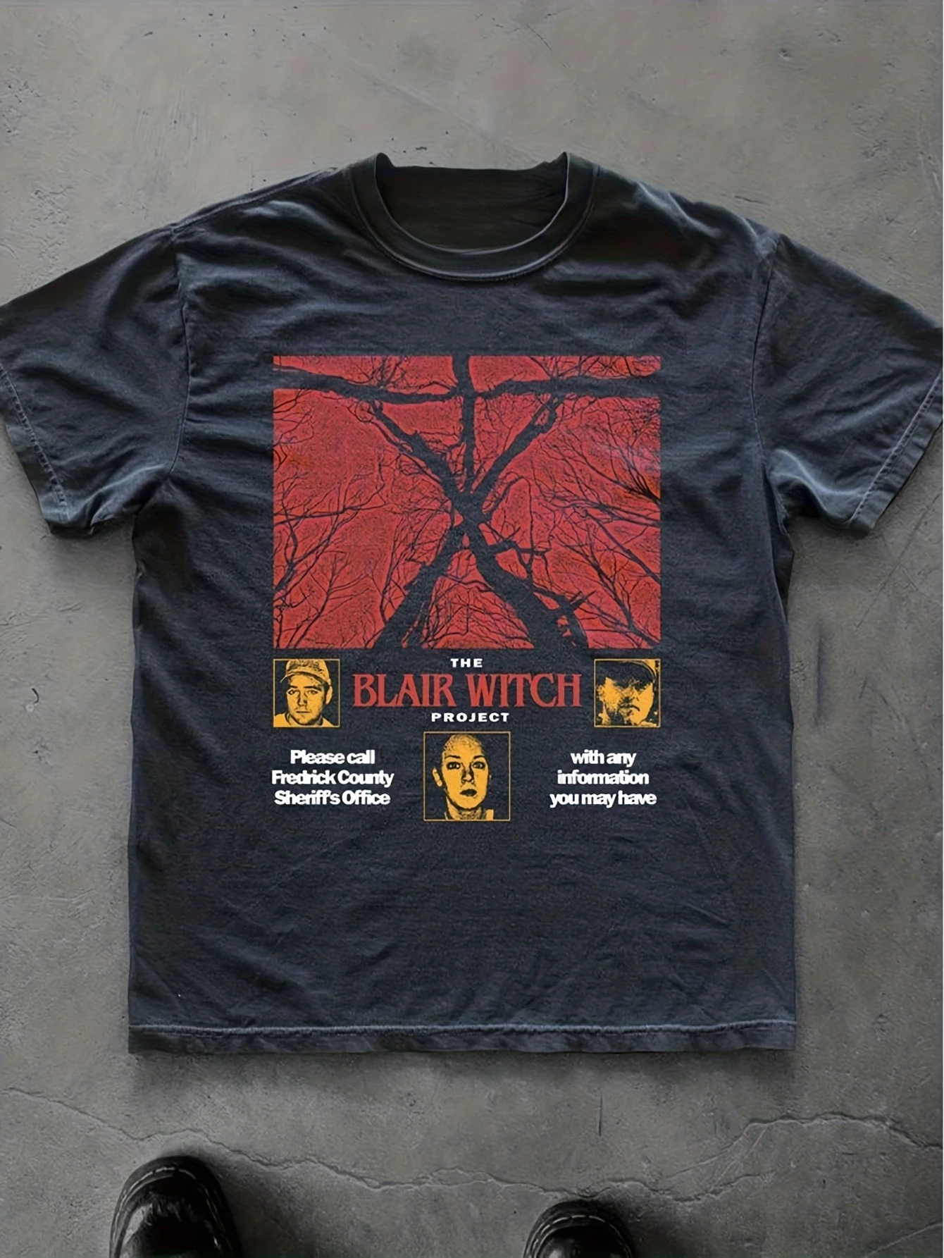 Men's Retro Blair Witch Project T-shirt Inspired By Horror Movie Patterns Halloween T-shirt, Suitable for Wearing All Year Round