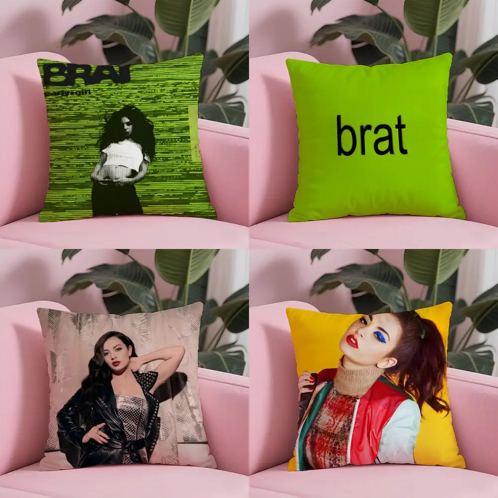 المغني C-Charli X-XCX غطاء الوسادة حريري قصير أفخم مع سحاب غير مرئي الغبار أريكة كيس وسادة للديكور المنزل