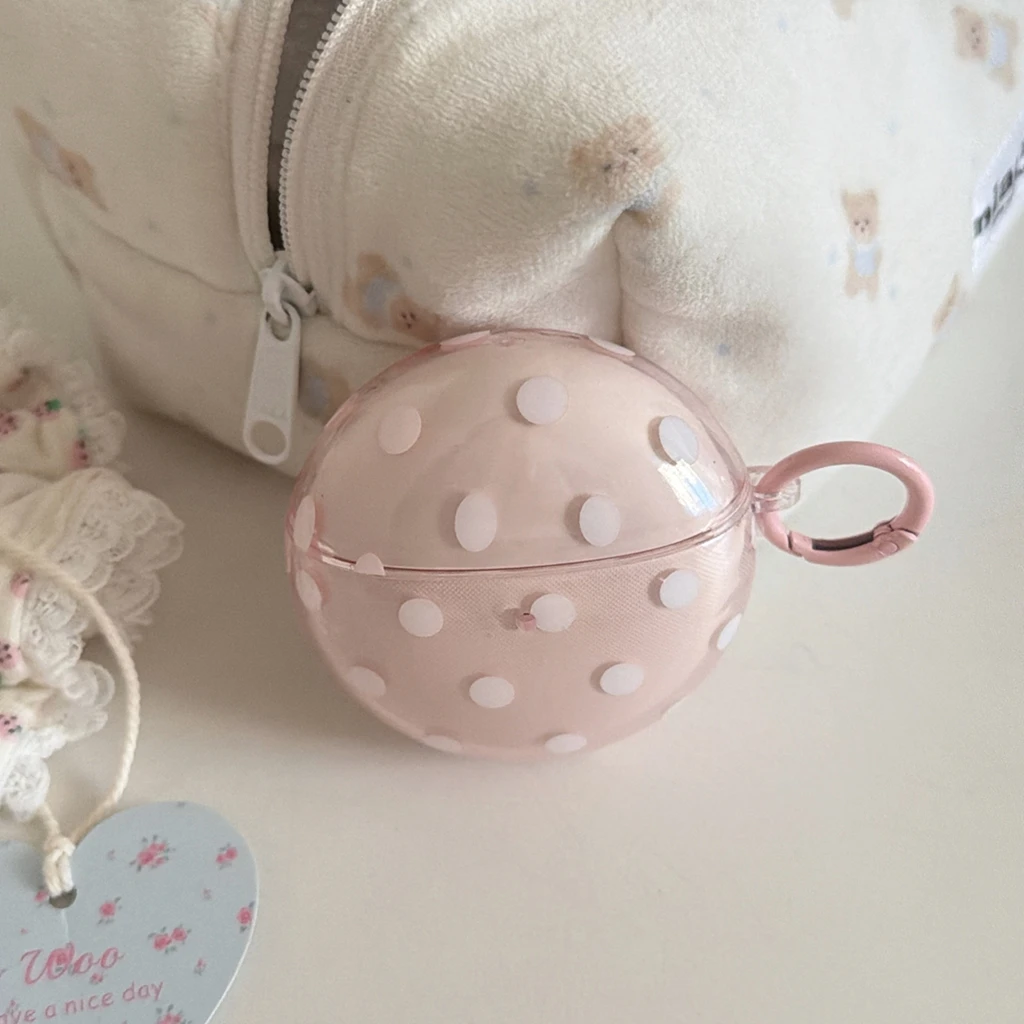 Koreanischer Stil Rosa Transparente Weiße Große Polka-Dot-Muster Kopfhörer-Schutzhülle für Huawei FreeBuds 7i 6i 5i SE3 FreeClip 2