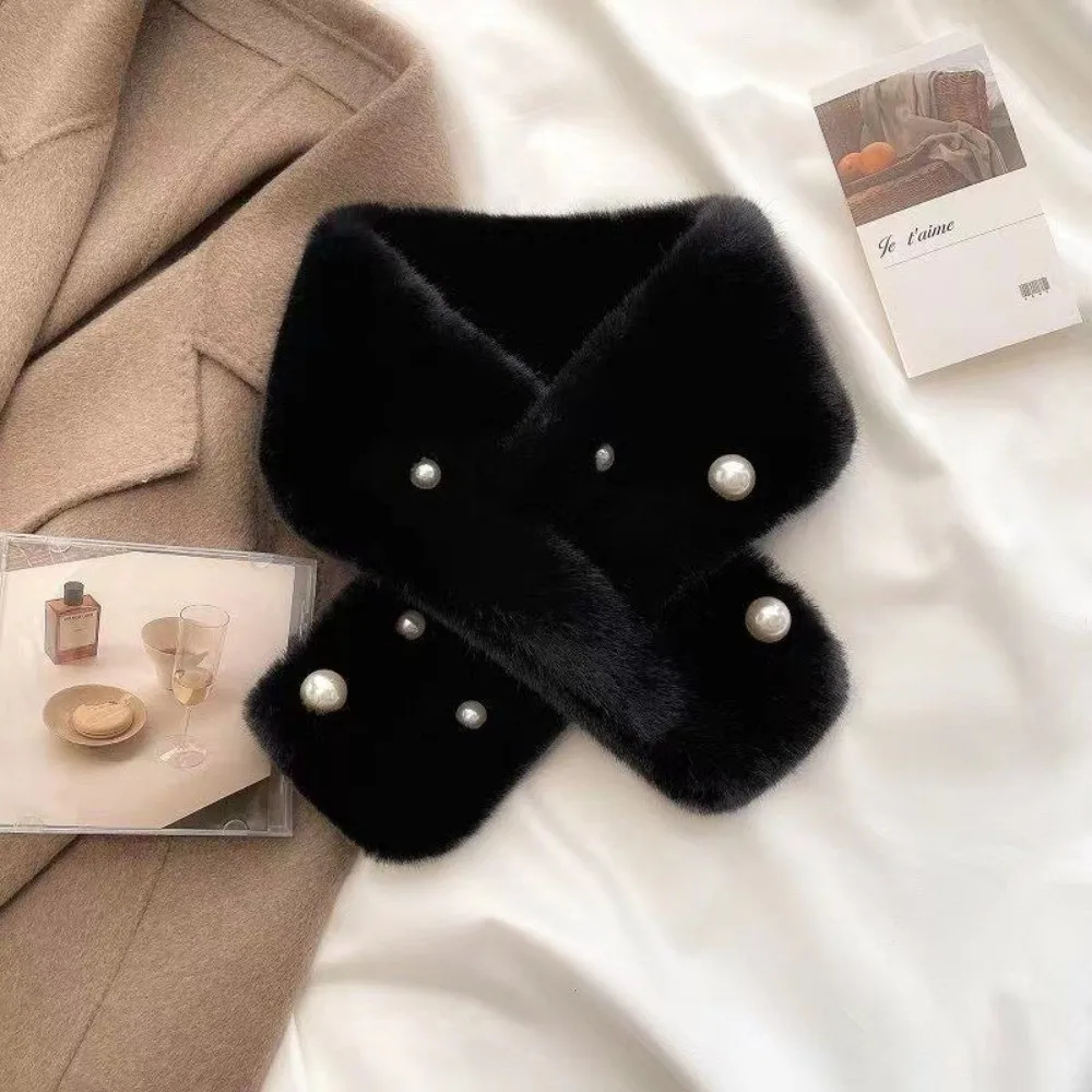 

Модный элегантный шарф, однотонный жемчужный шейный платок, ветрозащитные морозостойкие шарфы с крестом для женщин