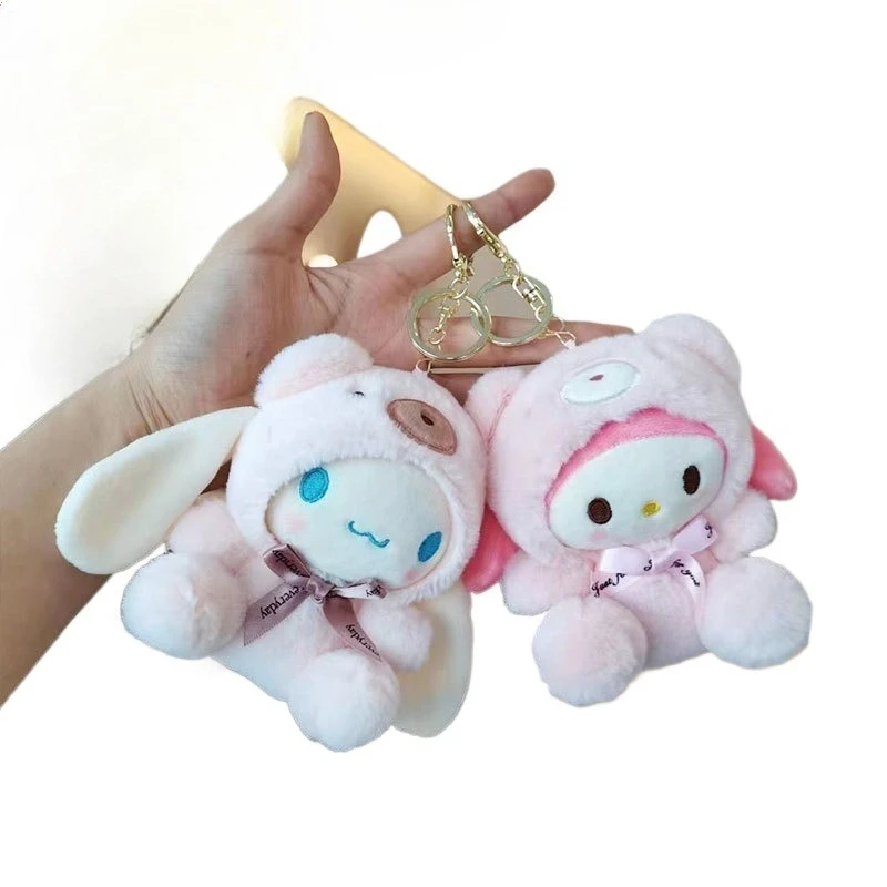 

Cartoon My Melody Cinnamoroll Keychain Backpack Pendant Cute Model Schoolbag Decoration Plush Toy Doll Accessories Boy Girl Gift